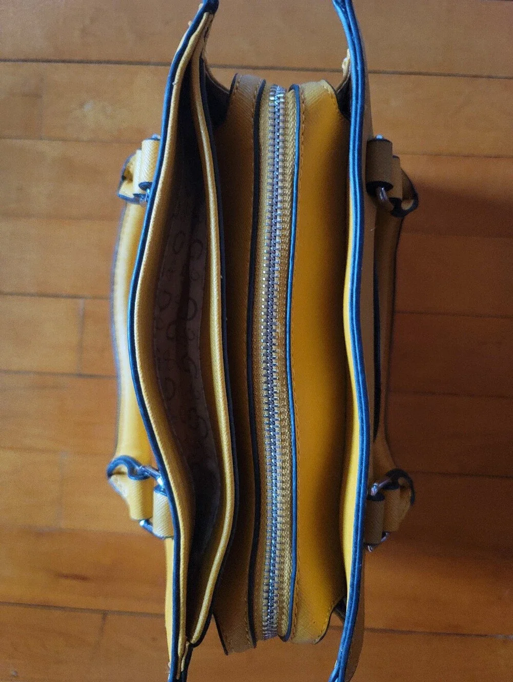 GUESS Mustard Yellow Structured Top-Handle Satchel
